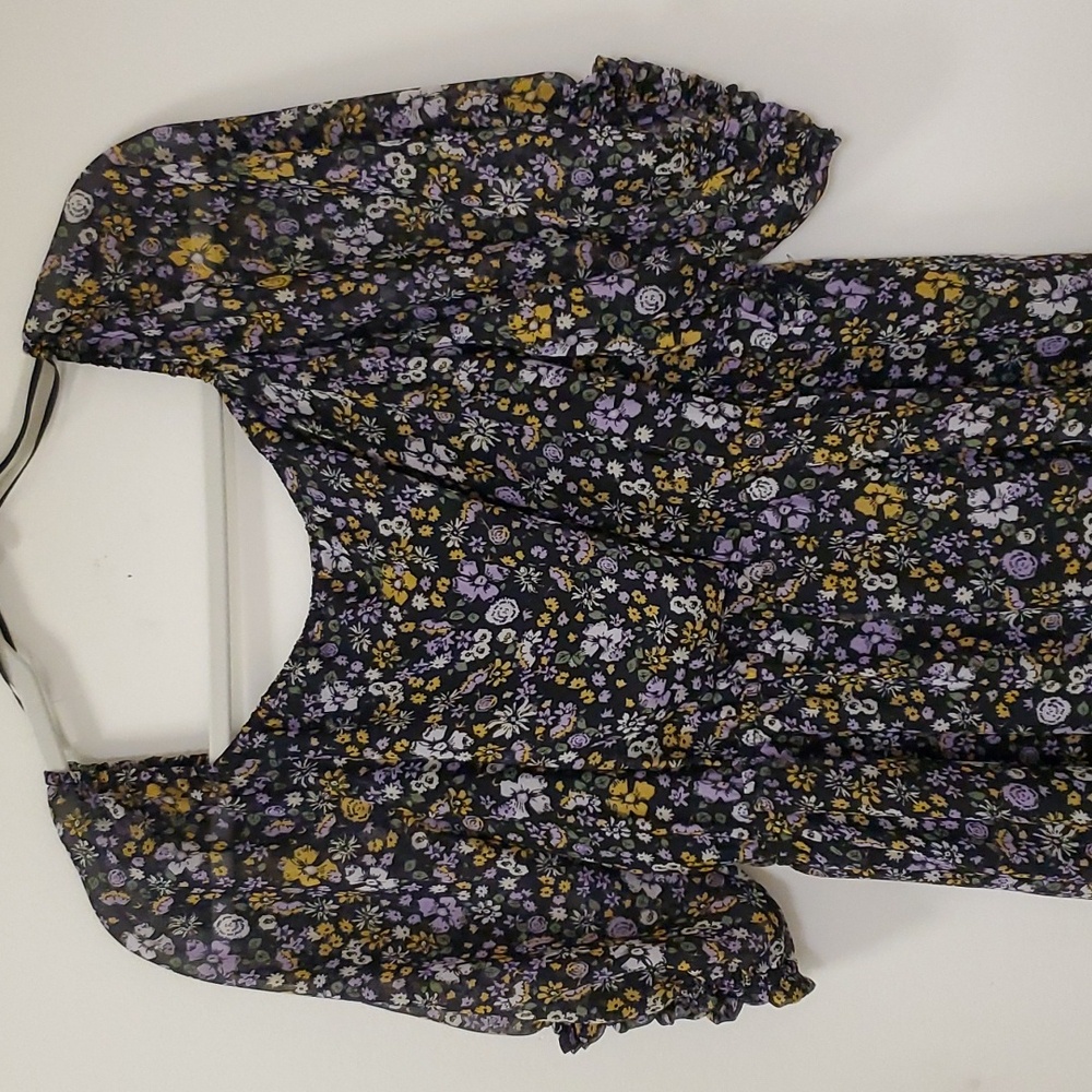 NWT Aqua Puffsleeve Boho Floral & Paisley Peasant Mid Length Multi Color Sz L - Picture 12 of 17